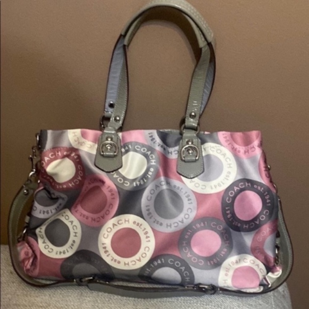 Coach Pink and Gray Signature Tote​